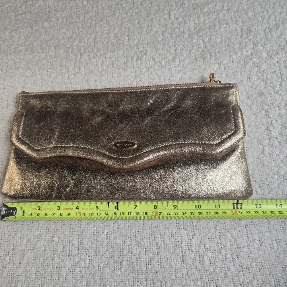 TAHARI Women's Clutch Handbag Evening Purse Wallet Gold Sequin Zipper Top Pocket